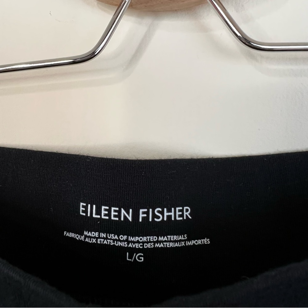 Eileen Fisher Black Gray Stripe Organic Cotton Pull On Cropped Pants Size Large - Picture 5 of 7